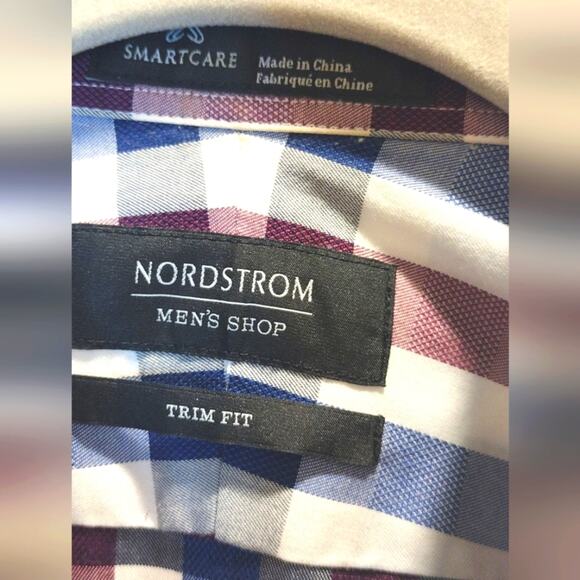 💸$10 Nordstrom Trim Fit Mens 16 34/35 Button Up Long Cuffed Sleeve Wrinkle Free - Picture 3 of 4